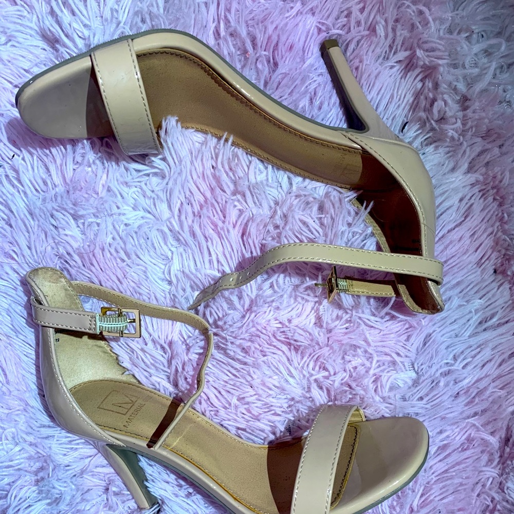 Pink nude ankle wrapped heels